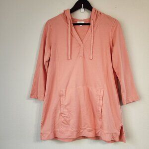 J. Jill Fit Supreme Stretch Hooded Top Coral Orange Color Sz S Athleisure Sporty